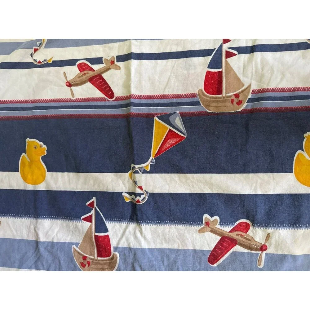Brielle Kids Cotton Blanket With Boats Planes Ducks & Kites Print 100% Cotton